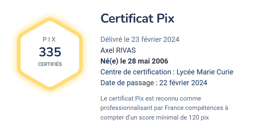 Certification Pix